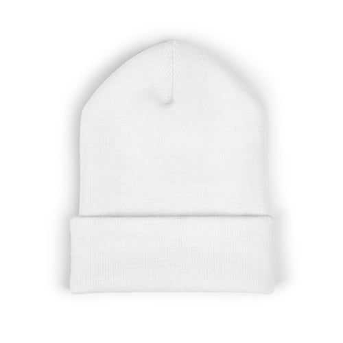 Embroidered Cuffed Beanie — “not perfect just forgiven” Minimal Christian Knit Hat