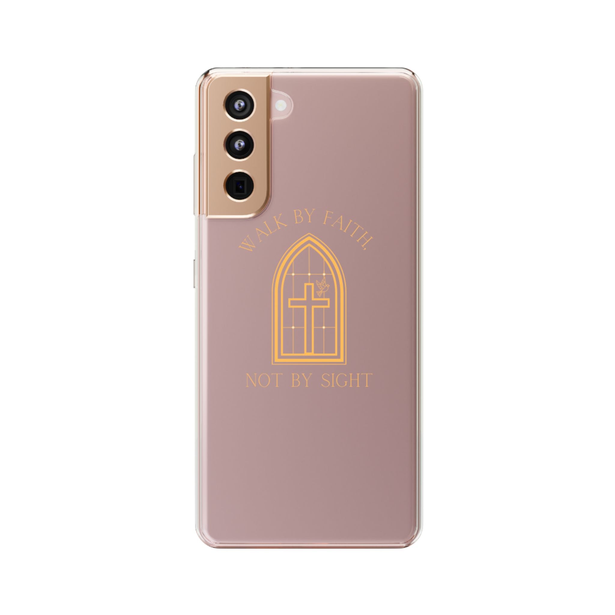 Clear Phone Case — Walk By Faith (Gold)