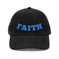 Faith Embroidered Corduroy Hat — Vintage Black Baseball Cap