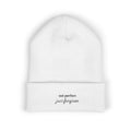 Embroidered Cuffed Beanie — “not perfect just forgiven” Minimal Christian Knit Hat
