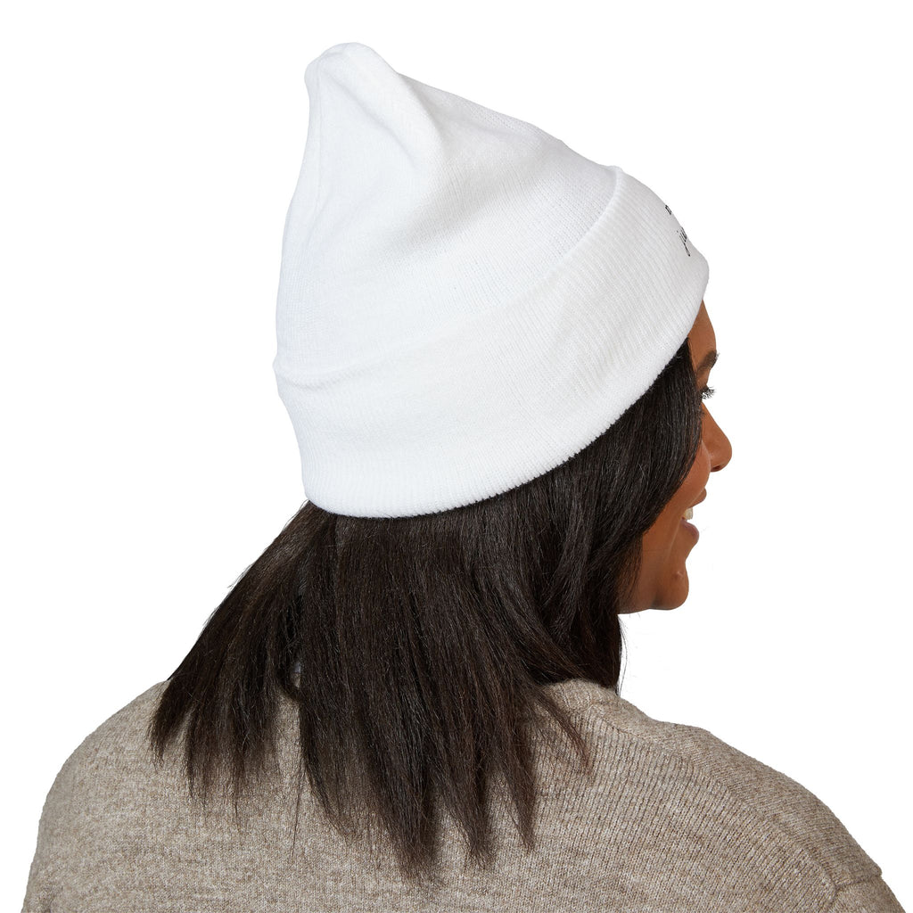Embroidered Cuffed Beanie — “not perfect just forgiven” Minimal Christian Knit Hat